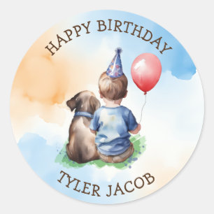 Personalised Boy's First Birthday  Classic Round Sticker