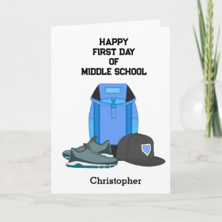 Personalised Boy's First Day of Middle School Card
