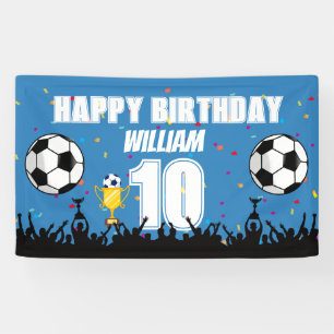 Personalised Boys Football Birthday Soccer Banner