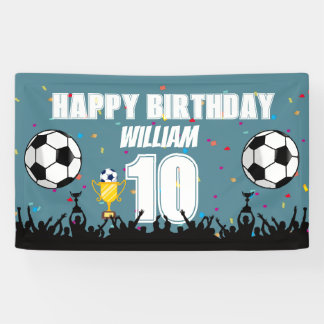 Personalised Boys Football Birthday Soccer Banner