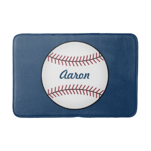 Personalised Boy's Kid's Baseball Bath Mat Rug