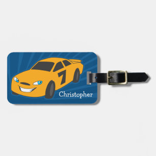 Personalised Boys Luggage Tag - Yellow Racer