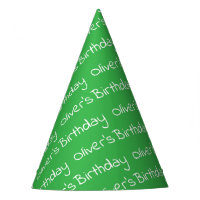 Personalised Boy's Name Birthday Green Party Hats