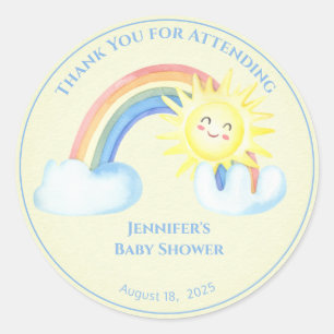 Personalised Boys Rainbow Sunshine Classic Round Sticker