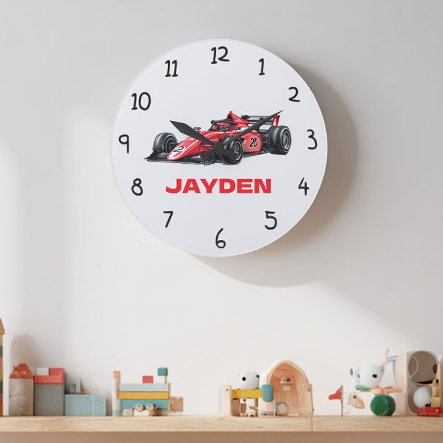 Personalised Boys Red Racing Car Wall Clock (Creator Uploaded)