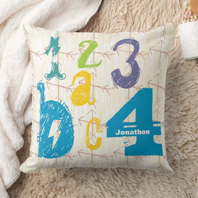 Personalised Boy's Room Crossed Arrow ABC 1234 Cushion (Blanket)