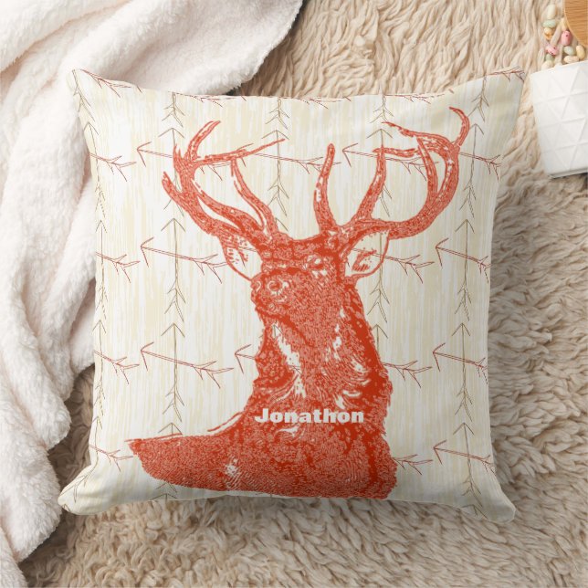 Personalised Boy's Room Crossed Arrow Deer Cushion (Blanket)