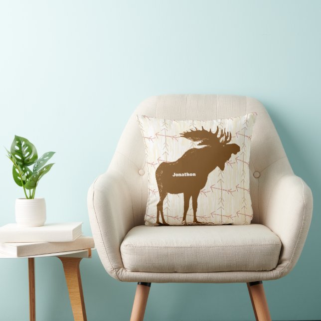 Personalised Boy's Room Crossed Arrow Moose Cushion (Chair)