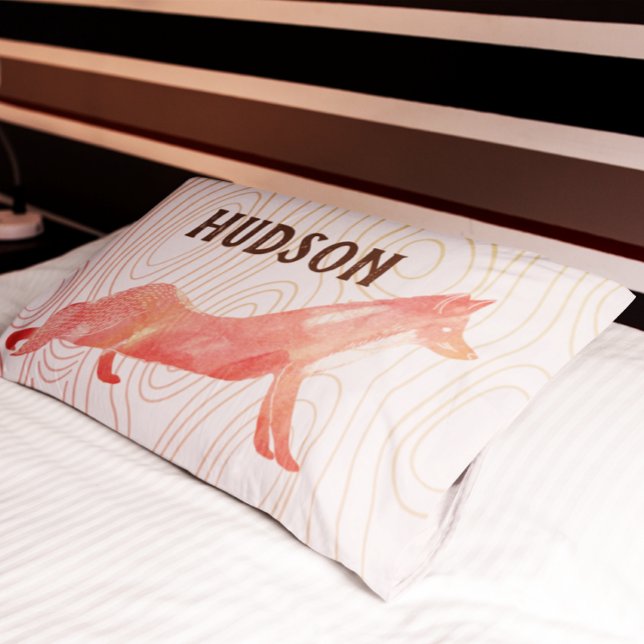 Personalised Boy's Room Fox Wood Texture Pillowcase (Creator Uploaded)