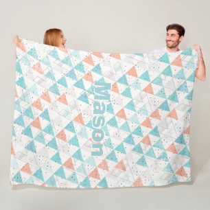 Personalised Boy's Room Modern Teepee Pattern Fleece Blanket