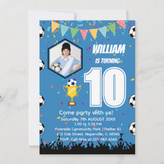 Personalised Boys Soccer Birthday Invitation Card