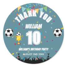 Personalised Boys Soccer Birthday Stickers