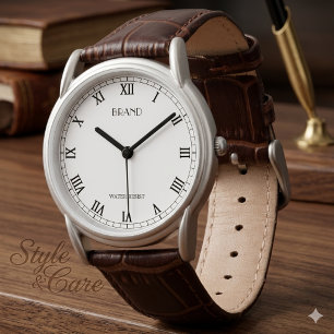 Personalised Brand Men's Classic Brown Leather Watch