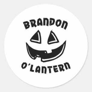 Personalised Brandon O'lantern Halloween Pumpkin C Classic Round Sticker