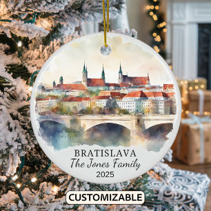 Personalised Bratislava Ornament, Slovakia Gift Ceramic Tree Decoration