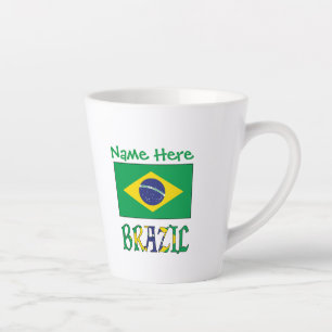 Personalised Brazil Flag Small Latte Mug