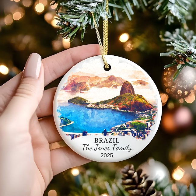 Personalised Brazil Ornament, Brazil Gift Ceramic Tree Decoration (Creator Uploaded)