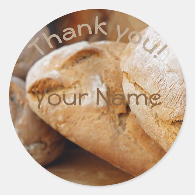Personalised || Bread|| Thank you Classic Round Sticker (Front)
