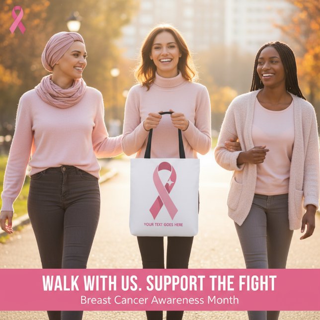 Personalised Breast Cancer Awareness Pink Ribbon Tote Bag (Creator Uploaded)