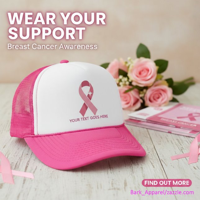 Personalised Breast Cancer Awareness Pink Ribbon  Trucker Hat (Creator Uploaded)