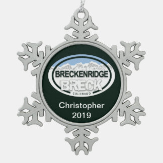 Personalised Breckenridge Colorado Rocky Mountain Snowflake Pewter Christmas Ornament