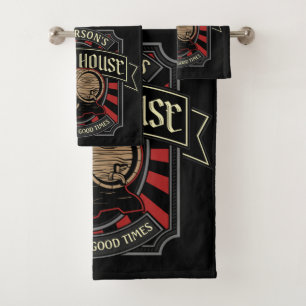 Personalised Brew House Label Beer Brewing Bar Pub Bath Towel Set