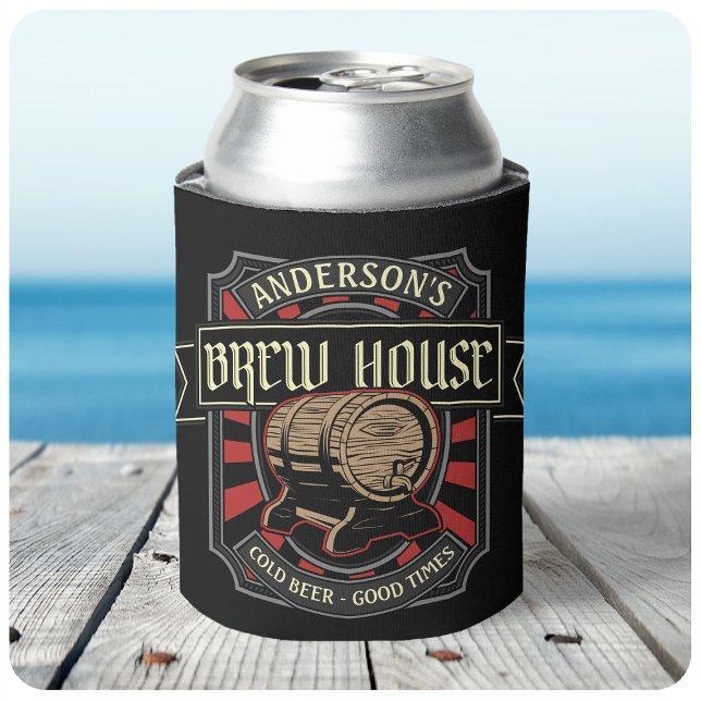 Personalised Brew House Label Beer Brewing Bar Pub Can Cooler (Creator Uploaded)