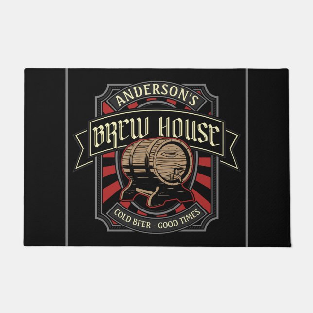 Personalised Brew House Label Beer Brewing Bar Pub Doormat (Front)