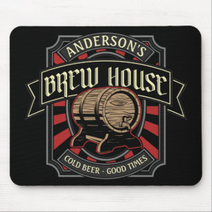 Personalised Brew House Label Beer Brewing Bar Pub Mouse Pad