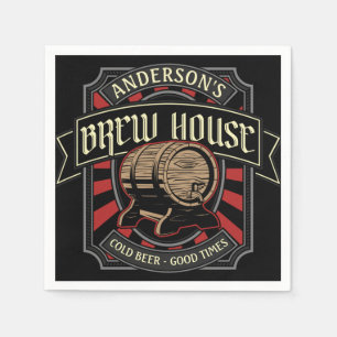 Personalised Brew House Label Beer Brewing Bar Pub Napkin
