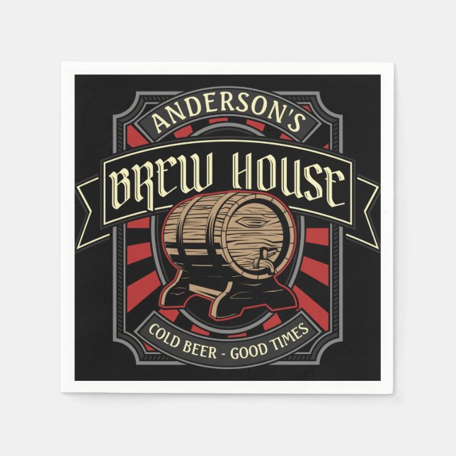 Personalised Brew House Label Beer Brewing Bar Pub Napkin (Front)