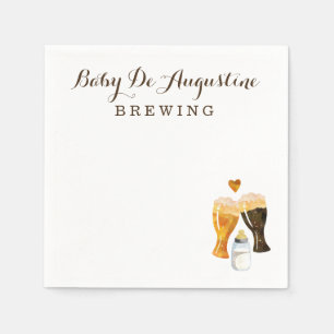 Personalised Brewery Baby Shower Rustic Beer Toast Napkin
