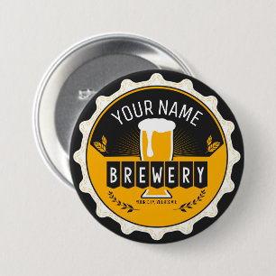 Personalised Brewery Beer Bottle Cap Bar 7.5 Cm Round Badge
