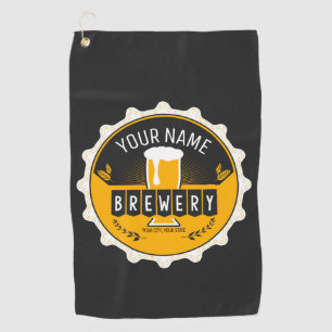Personalised Brewery Beer Bottle Cap Bar Golf Towel