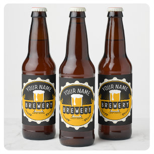 Personalised Brewery Beer Bottle Cap Bar Label