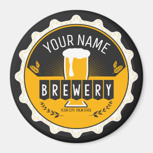 Personalised Brewery Beer Bottle Cap Bar Magnet