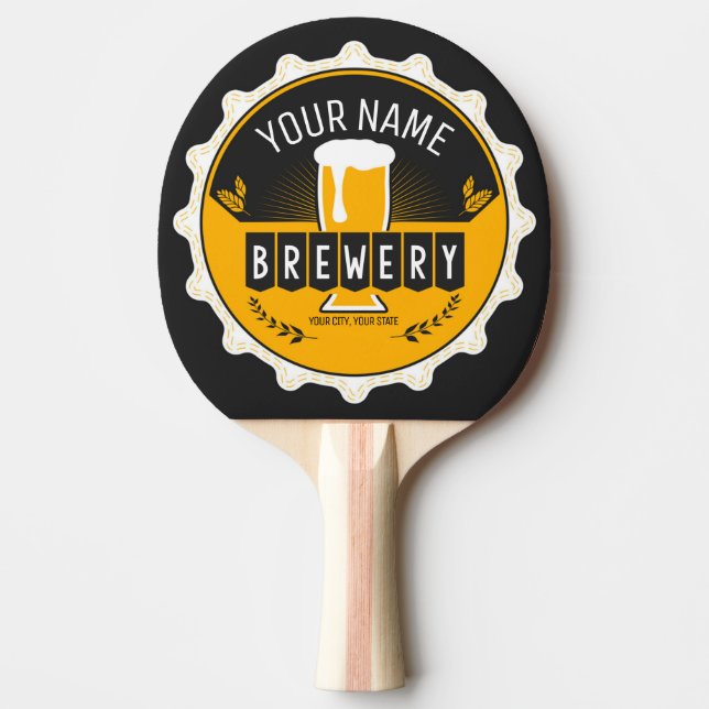 Personalised Brewery Beer Bottle Cap Bar  Ping Pong Paddle (Front)