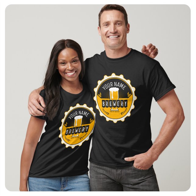 Personalised Brewery Craft Beer Bottle Cap Bar T-Shirt (Creator Uploaded)