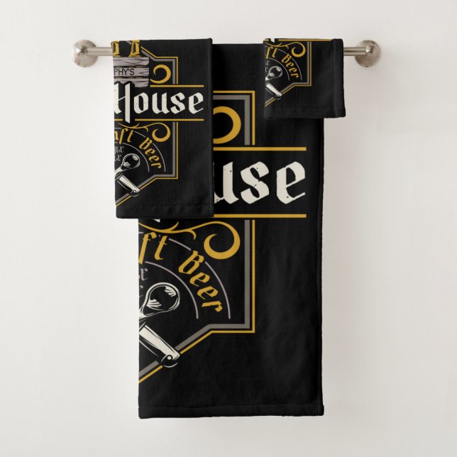 Personalised BrewHouse Best Craft Beer Ale Bar   Bath Towel Set (Insitu)