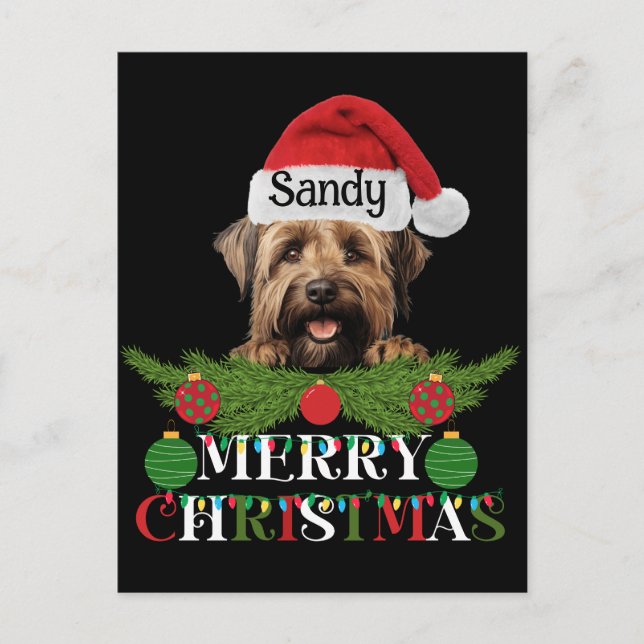 Personalised Briard Dog Merry Christmas Holiday Postcard (Front)