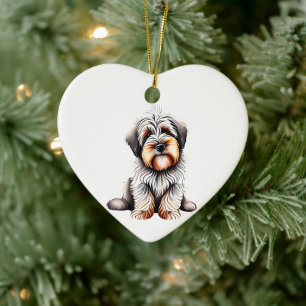 Personalised Briard Puppy Ceramic Tree Decoration