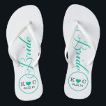 Personalised Bridal (aqua) Jandals<br><div class="desc">Fun,  custom white and aqua blue bridal wedding flip flops.</div>