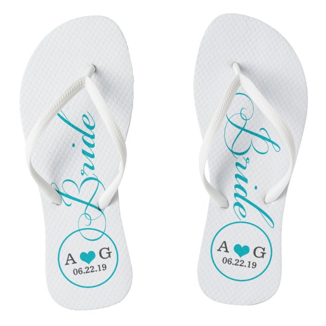 Personalised Bridal (blue) Jandals (Footbed)