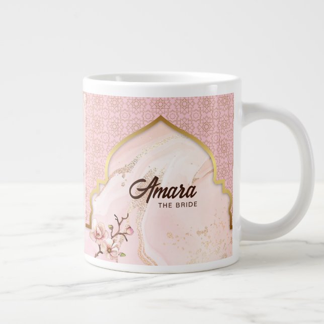 Personalised Bridal Coffee Mug – Blush & Gold Arch (Right)