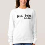 Personalised Bridal Gift Embroidered Sweatshirt<br><div class="desc">This personalised sweatshirt is the perfect gift for any bride-to-be. With its embroidered name and date of marriage, it's a unique and personal way to celebrate the big day. The sweatshirt is made of high-quality materials, ensuring it will be a comfortable and durable addition to the bride's wardrobe. Whether it's...</div>