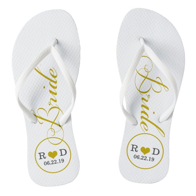 Personalised Bridal (gold) Jandals (Footbed)