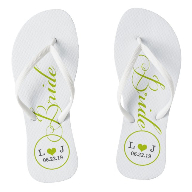 Personalised Bridal (green) Jandals (Footbed)