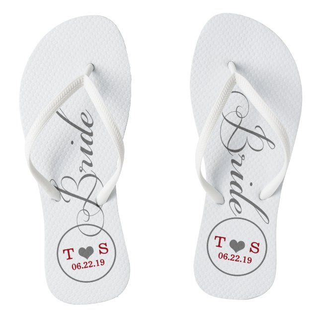 Personalised Bridal (grey/red) Jandals (Footbed)
