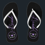 Personalised Bridal (purple) Jandals<br><div class="desc">Fun,  custom black and purple bridal wedding flip flops.</div>