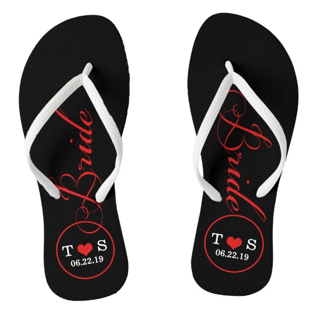 Personalised Bridal (red) Jandals (Footbed)